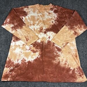 WE THE FREE Shirt Women's X-Large Long Sleeve Brown Tie-Dye Oversize